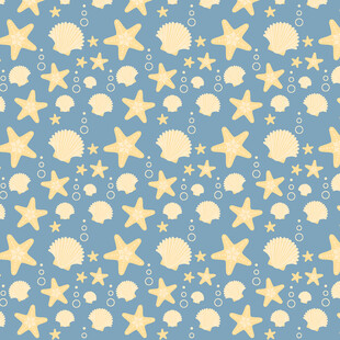 海洋元素蓝色星星贝壳图案