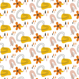 卡通风格雨伞花朵图案背景