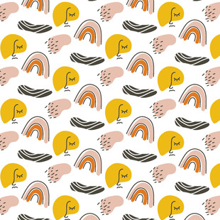 多彩卡通图案背景纹理