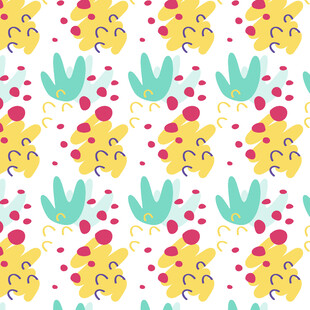 多彩仙人掌花卉图案背景