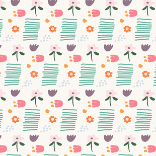 可爱花卉几何图案背景图