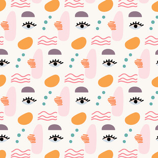 可爱海洋元素无缝图案