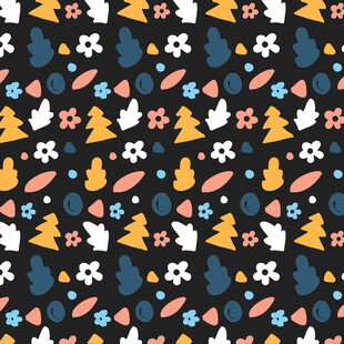 可爱动物花卉无缝图案