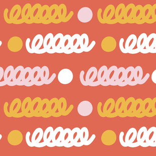 红色背景多彩曲线图案