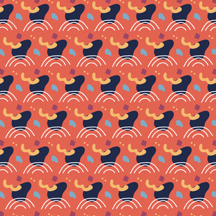 中式传统海浪飞鸟图案