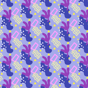 紫色系兔子花卉图案背景