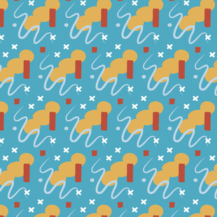 蓝色背景的狗狗图案设计