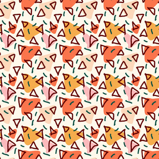 狐狸图案的多彩几何背景