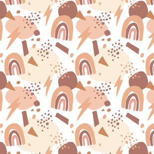 卡通动物与彩虹图案背景