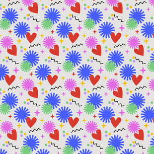 多彩爱心花朵图案背景