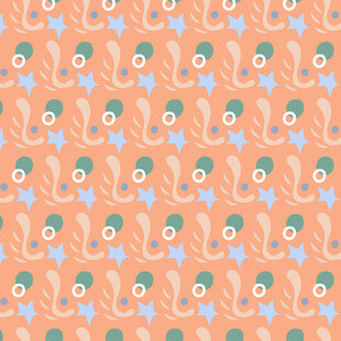 可爱章鱼海星图案背景