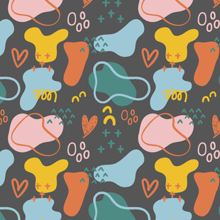 可爱动物图案无缝背景