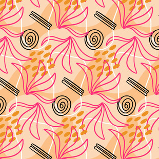 花卉糖果图案无缝背景图