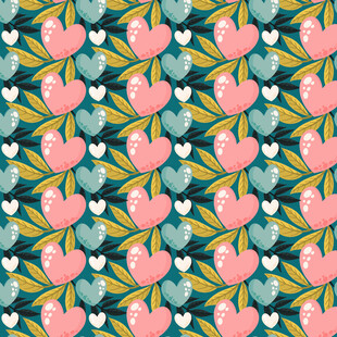 心形花卉图案背景设计