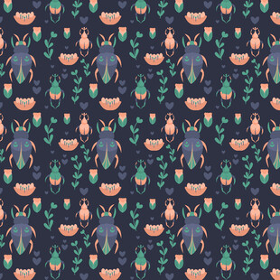 海洋生物图案的深色背景纹理