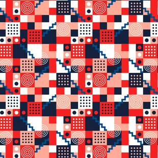 红蓝白几何图案拼接背景