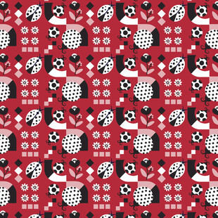 红色卡通图案无缝背景图