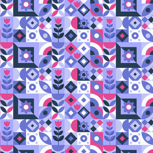 几何花卉图案无缝背景
