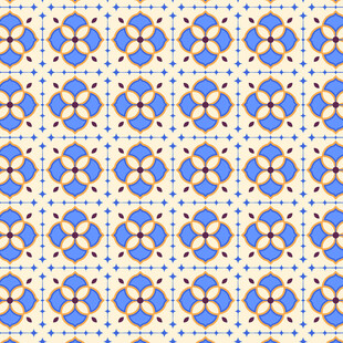 蓝色几何图案瓷砖纹理