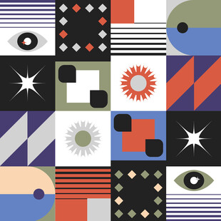 几何图案拼接抽象艺术图