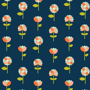 蓝色背景花卉图案纹理