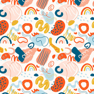 多彩卡通图案背景纹理