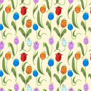 多彩花卉无缝图案背景