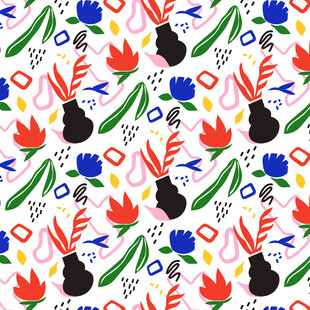 多彩植物图案背景纹理