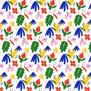 多彩花卉植物图案背景