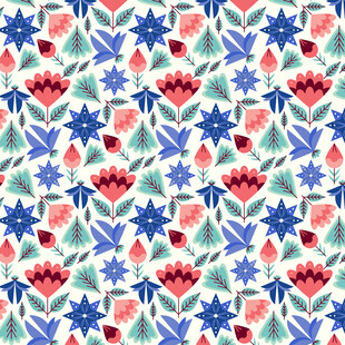 多彩花卉几何图案纹理