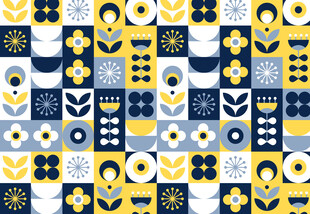 几何图案拼接的多彩装饰画