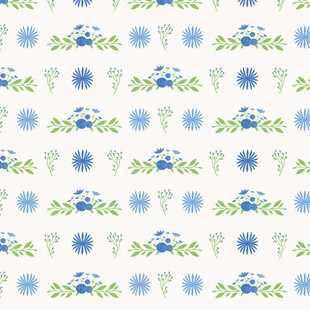 蓝白花卉无缝图案