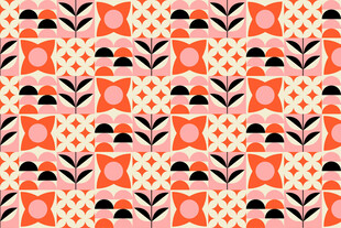 几何图案的多彩花卉背景