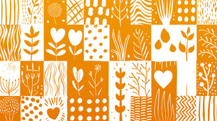 橙白几何爱心图案集合