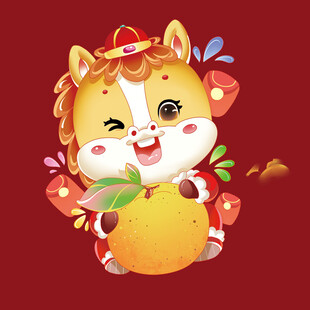 福狗贺岁怀抱金桔迎新春