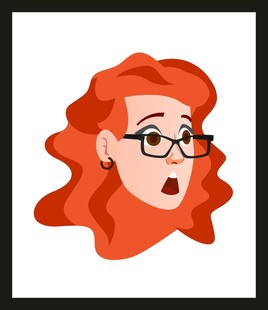 红发戴眼镜的惊讶女性