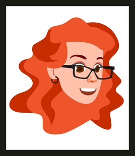 红发戴眼镜的微笑女性