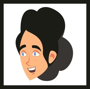 微笑的卷发卡通人物头像