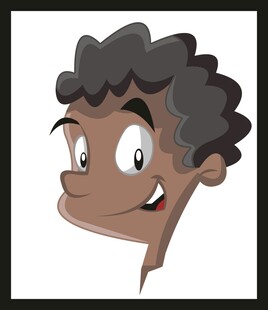 卷发卡通人物俏皮表情