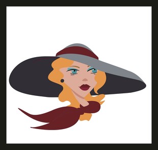 戴宽檐帽的金发俏皮女性