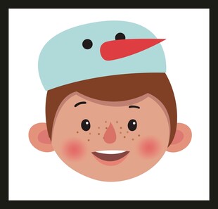 戴雪人头套的欢乐小孩