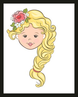 金发卷发戴花的可爱女孩