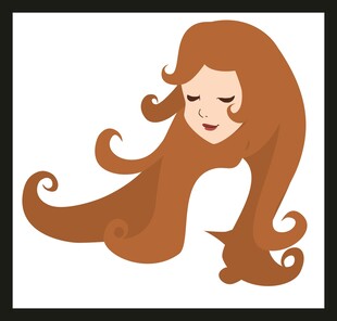 卷发女孩头像插画