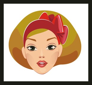 复古风戴红头巾的女性头像