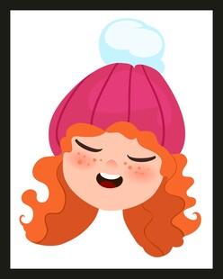 戴帽微笑的卷发女孩