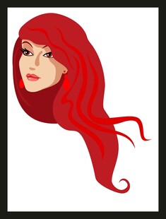 红发女子头像插画
