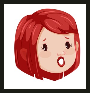 红发惊讶表情卡通女孩