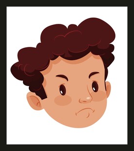 皱眉卷发男孩头像