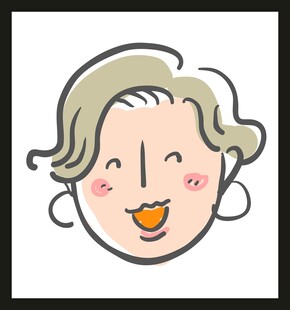 微笑卷发卡通女性头像