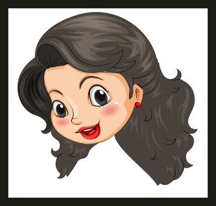 卷发微笑卡通女孩头像
